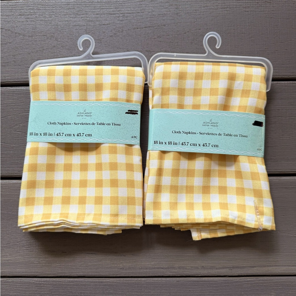 Ashland Yellow Plaid Cloth Napkins Set of 2 NWT